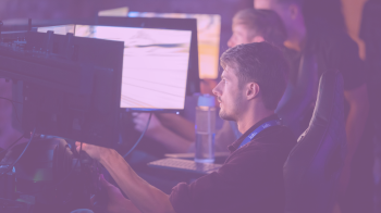 man playing on computer